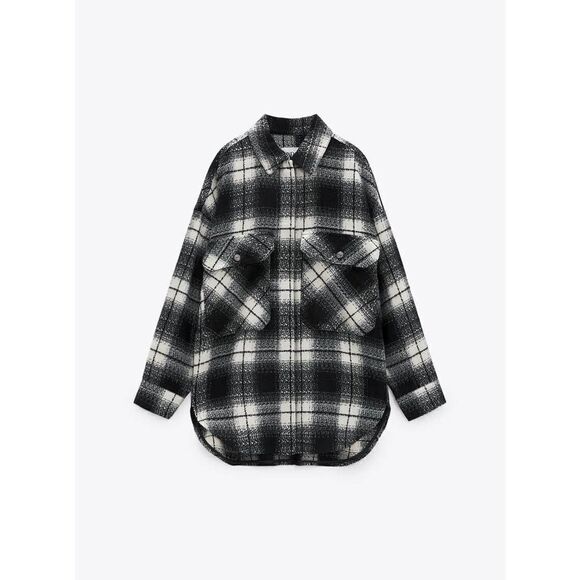 Zara Plaid Overshirt Lightweight Jacket - Picture 10 of 10